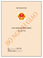 Giấy đăng ký hoạt động tại Việt Nam Thông tư số 052012TTBNG hướng dẫn thi hành Nghị định số 122012NĐCP của Chính phủ về đăng ký và quản lý hoạt động của các tổ chức phi chính phủ nước ngoài tại Việt Nam