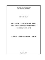 Quá trình vận động cách mạng giải phóng dân tộc ở Thanh Hóa giai đoạn 1939 - 1945