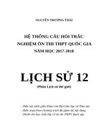 HỆ THỐNG CÂU HỎI TRẮC NGHIỆM ÔN THI THPT QUỐC GIA NĂM HỌC 2017-2018 LỊCH SỬ 12
