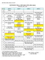 Lịch kiểm tra 1 tiết :: Trường THCS Trần Văn Ơn :: | Tin tức | Bản tin trường | Thông báo | Điều chỉnh lịch kiểm tra bài 1 tiết học kỳ 2 năm học 20102011 LICH KT HKII DC