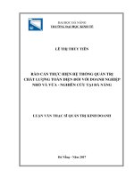 Rào cản thực hiện hệ thống quản trị chất lượng toàn diện đối với doanh nghiệp nhỏ và vừa  nghiên cứu tại đà nẵng