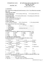 Đề Thi HKI Tiếng Anh lớp 6 Năm học 2017  2018 Hệ 7 năm