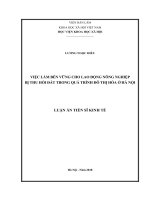 Việc làm bền vững cho lao động nông nghiệp bị thu hồi đất trong quá trình đô thị hóa ở Hà Nội (Luận án tiến sĩ)