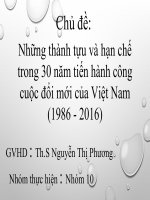 Những thành tựu và hạn chế trong 30 năm tiến hành công cuộc đổi mới của việt nam (1986   2016) 