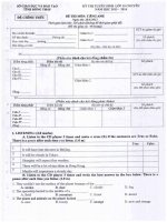 ĐỀ THI CHUYÊN MÔN ANH VĂN CÓ ĐÁP ÁN THPT CHUYÊN NGUYỄN QUANG DIÊU