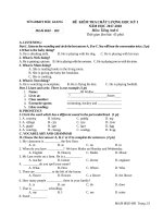 Đề Thi HKI tiếng Anh lớp 6 hệ 7 năm