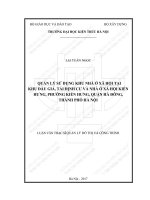 Quản lý khu nhà ở xã hội tại khu đấu giá, tái định cư và nhà ở xã hội kiến hưng, phường kiến hưng, quận hà đông, thành phố hà nội (tt) 