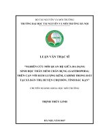 Nghiên cứu mối quan hệ giữa đa dạng sinh học thân mềm chân bụng(Gastropoda)trên cạn với hàm lượng kẽm, cadimi trong đất tại xã Bản Thi, huyện Chợ Đồn, tỉnh Bắc Kạn (Luận văn thạc sĩ)