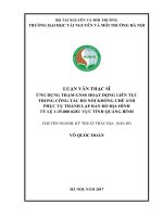 Ứng dụng trạm GNSS hoạt động liên tục trong công tác đo nối khống chế ảnh phục vụ thành lập bản đồ địa hình tỷ lệ 125.000 khu vực tỉnh Quảng Bình (Luận văn thạc sĩ)