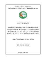 Nghiên cứu, đánh giá ảnh hưởng của một số hoạt động kinh tế xã hội đến chất lượng môi trường nước ven biển khu vực Cảng Cái Rồng và đề xuất kế hoạch kiểm soát (Luận văn thạc sĩ)