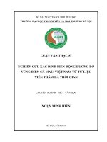 Nghiên cứu xác định biến động đường bờ vùng biển Cà Mau, Việt Nam từ tư liệu viễn thám đa thời gian (Luận văn thạc sĩ)