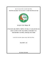Ứng dụng hệ thống thông tin địa lý (GIS) đánh giá chất lượng nước mặt sông, suối khu vực thành phố Cẩm Phả, tỉnh Quảng Ninh (Luận văn thạc sĩ)