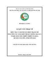 Điều tra và đánh giá hiện trạng để bảo tồn các loài Khỉ thuộc giống Macaca ở khu bảo tồn thiên nhiên Nà Hẩu, huyện Văn Yên, tỉnh Yên Bái (Luận văn thạc sĩ)