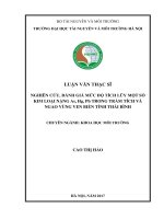 Nghiên cứu, đánh giá mức độ tích lũy một số kim loại nặng As, Hg, Pb trong trầm tích và ngao vùng ven biển tỉnh Thái Bình (Luận văn thạc sĩ)