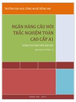 NGÂN HÀNG câu hỏi TRẮC NGHIỆM TOÁN CAO cấp a1 trường đh công nghệ đồng nai