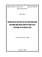 Nghiên cứu kết quả điều trị can thiệp bệnh nhân hội chứng động mạch vành cấp bằng stent phủ thuốc có polymer tự tiêu (FULL TEXT)