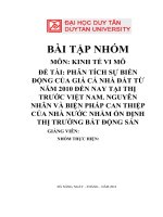 PHÂN TÍCH sự BIẾN ĐỘNG của GIÁ cả NHÀ đất từ năm 2010 đến NAY tại THỊ TRƯỚC VIỆT NAM  NGUYÊN NHÂN và BIỆN PHÁP CAN THIỆP của NHÀ nước NHẰM ổn ĐỊNH THỊ TRƯỜNG bất ĐỘNG sản
