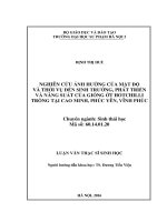 Nghiên cứu ảnh hưởng của mật độ và thời vụ đến sinh trưởng, phát triển và năng suất của giống ớt hotchilli trồng tại cao minh, phúc yên, vĩnh phúc 