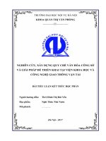 Nghiên cứu xây dựng Quy chế văn hóa công sở và giải pháp để triển khai tại Viện Khoa học và Công nghệ Giao thông Vận tải.