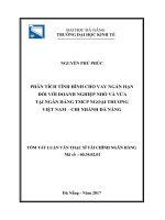 Phân tích tình hình cho vay ngắn hạn đối với doanh nghiệp nhỏ và vừa tại ngân hàng TMCP ngoại thương việt nam   chi nhánh đà nẵng (tt) 