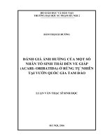 Đánh giá ảnh hưởng của một số nhân tố sinh thái đến ve giáp (acari oribatida) ở rừng tự nhiên tại vườn quốc gia tam đảo 