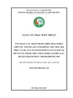Ứng dụng các trạm tham chiếu hoạt động liên tục thành lập lưới khống chế trắc địa phục vụ dự án cải tạo suối dứa gai và bảo vệ hồ tân xã thuộc khu công nghệ cao hòa lạc, thạch thất, hà nội 