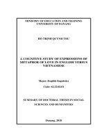 A cognitive study of metaphor of love in english versus vietnamese (tt) 
