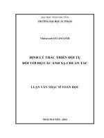 Định lý thác triển hội tụ đối với họ các ánh xạ chuẩn tắc (Luận văn thạc sĩ)