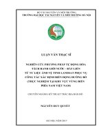 Nghiên cứu phương pháp tự động hóa tách ranh giới nước đất liền từ tư liệu ảnh vệ tinh Landsat phục vụ công tác xác định biến động đường bờ (Thực nghiệm tại vùng biển phía nam Việt Nam) (Luận văn thạc sĩ)