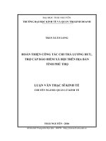 Hoàn thiện công tác chi trả lương hưu, trợ cấp bảo hiểm xã hội trên địa bàn tỉnh Phú Thọ (Luận văn thạc sĩ)