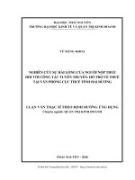 Nghiên cứu sự hài lòng của người nộp thuế đối với công tác tuyên truyền, hỗ trợ về thuế tại văn phòng cục thuế tỉnh Hải Dương (Luận văn thạc sĩ)