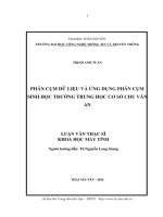 Phân cụm dữ liệu và ứng dụng phân cụm sinh học trường trung học cơ sở Chu Văn An (Luận văn thạc sĩ)