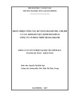 Hoàn thiện công tác kế toán doanh thu, chi phí và xác định kết quả kinh doanh tại Công ty Cổ phần thép Trang Khanh (Khóa luận tốt nghiệp)