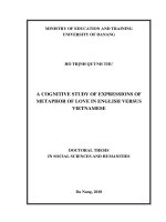 A cognitive study of metaphor of love in english versus vietnamese 