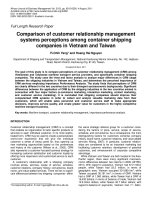 Comparison of customer relationship management  systems perceptions among container shipping  companies in Vietnam and Taiwan