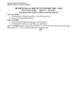 Đề kiểm tra 45 phút môn công nghệ lớp 12 HK II năm học 2015 2016