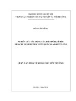 NGHIÊN CỨU TÁC ĐỘNG CỦA BIẾN ĐỔI KHÍ HẬU ĐẾN CÁC HỆ SINH THÁI VƢỜN QUỐC GIA BÁI TỬ LONG