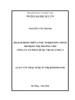 Hoạch định chiến lược marketing nhằm mở rộng thị trường cho công ty cổ phần dược trung ương 3
