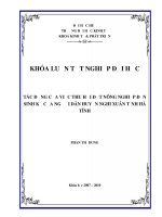 Tác động của việc thu hồi đất nông nghiệp đến sinh kế của người dân huyện nghi xuân 