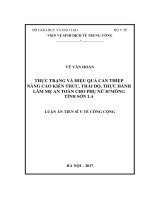 Thực trạng và hiệu quả can thiệp nâng cao kiến thức, thái độ, thực hành làm mẹ an toàn cho phụ nữ H’mông tỉnh Sơn La (FULL TEXT)