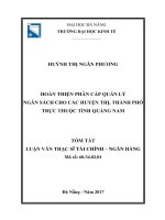 Hoàn thiện phân cấp quản lý ngân sách cho các huyện thị, thành phố trực thuộc tỉnh quảng nam (tt) 