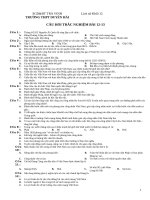 Câu hỏi trắc nghiệm ôn thi môn lịch sử 12 bài 12   13 