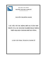 CÁC YẾU TỐ TÁC ĐỘNG ĐẾN SỰ TUÂN THỦ THUẾ CỦA CÁC DOANH NGHIỆP HOẠT ĐỘNG TRÊN ĐỊA BÀN THÀNH PHỐ ĐÀ NẴNG