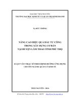Nâng cao hiệu quả đầu tư công trong xây dựng cơ bản tại huyện Lâm Thao tỉnh Phú Thọ (Luận văn thạc sĩ)