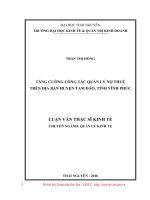 Tăng cường công tác quản lý nợ thuế trên địa bàn huyện Tam Đảo, tỉnh Vĩnh Phúc (Luận văn thạc sĩ)