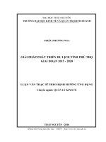 Giải pháp phát triển du lịch tỉnh Phú Thọ giai đoạn 20152020 (Luận văn thạc sĩ)