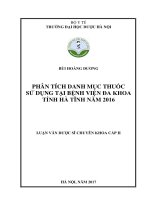 Phân tích danh mục thuốc sử dụng tại bệnh viện đa khoa tỉnh hà tĩnh năm 2016 