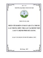 Phân tích biến cố bất lợi của thuốc lao trong điều trị lao tại bệnh viện lao và bệnh phổi hà giang 