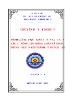 Đánh giá hiệu quả kinh tế sản xuất lúa của các hộ nông dân trên địa bàn xã trung thành   huyện yên thành   tỉnh nghệ an 
