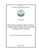Phân tích danh mục thuốc sử dụng tại bệnh viện đa khoa huyện bắc mê, tỉnh hà giang năm 2016 